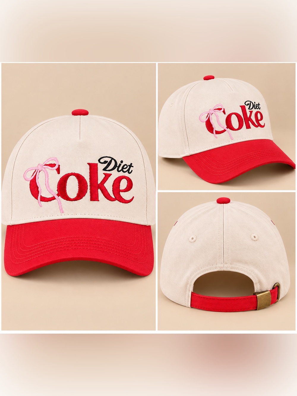 Zenana COQUETTE BOW Red DIET COKE TWO TONE MESH SNAPBACK HAT NEW